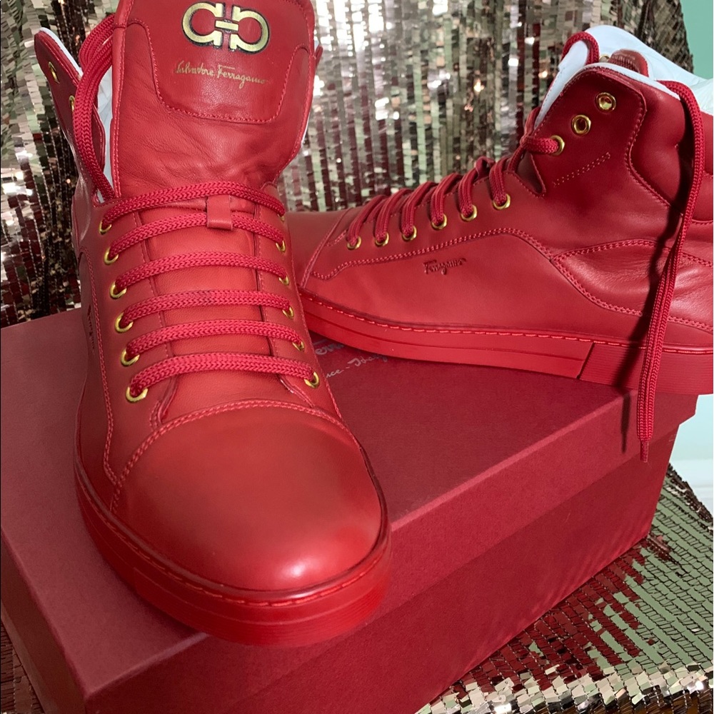 Salvatore Ferragamo High Top Rosso Lamb